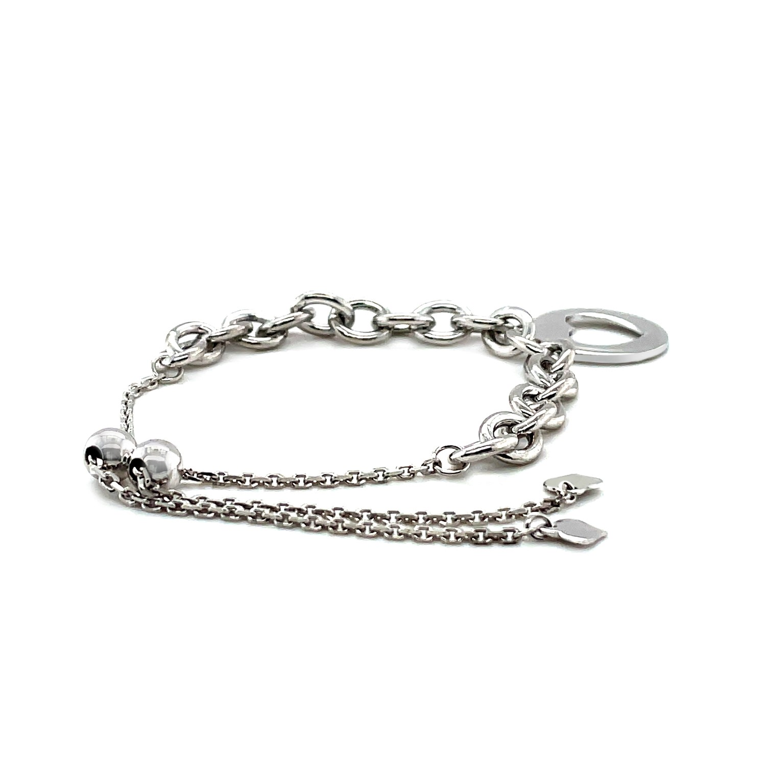 Sterling Silver 9 1/4 inch Adjustable Bracelet with Chain and Heart Charm - Selectique 