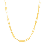 14k Yellow Gold Alternating Paperclip Chain Link and Gold Bar Necklace - Selectique 