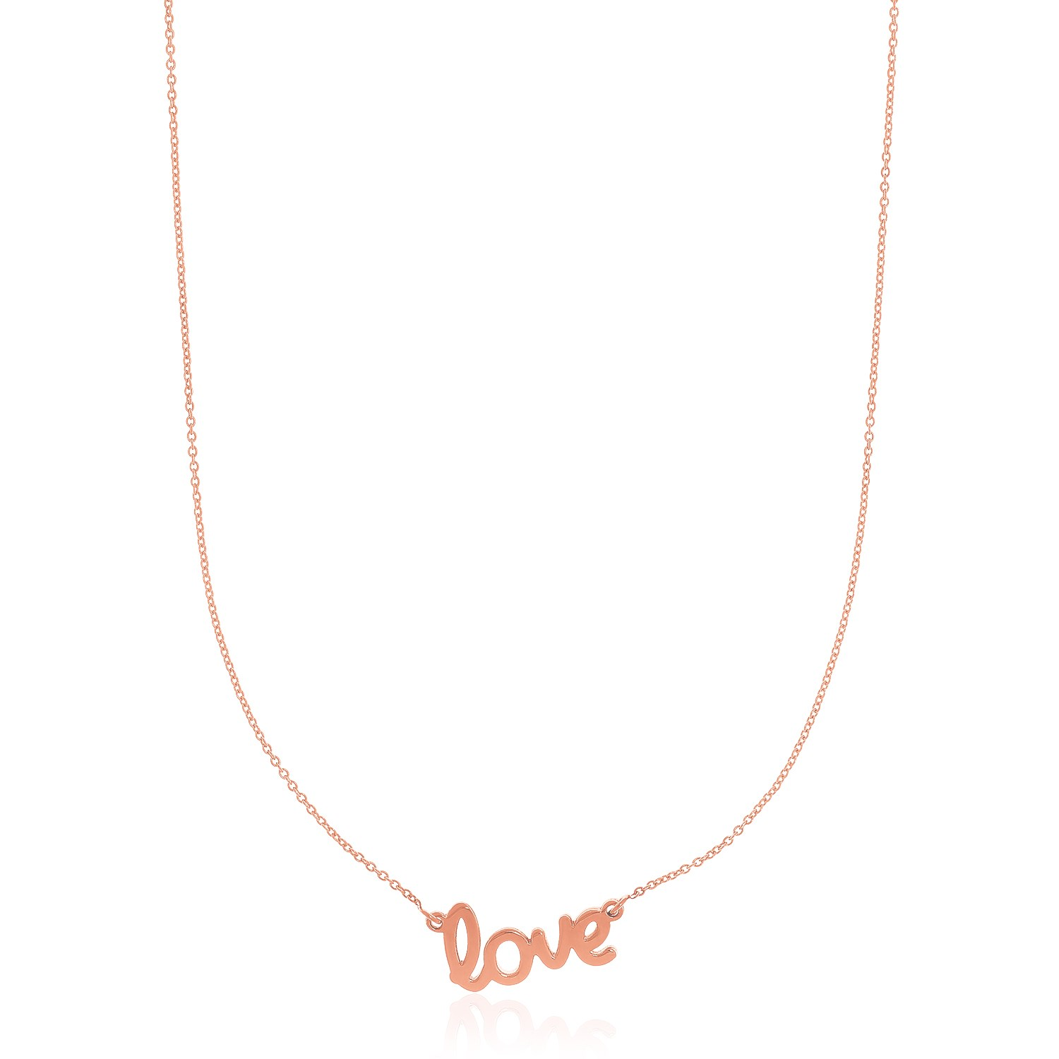 14k Rose Gold Script LOVE Necklace - Selectique 