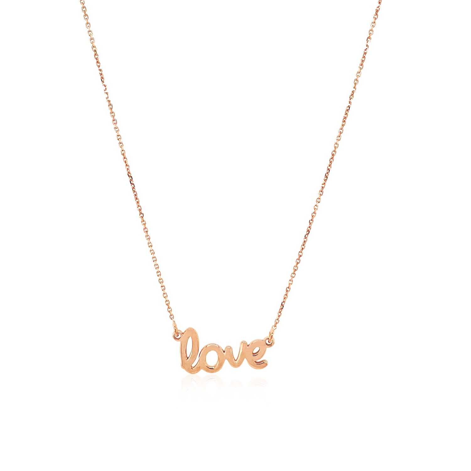 14k Rose Gold Script LOVE Necklace - Selectique 