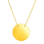 14k Yellow Gold 18 inch Necklace with Polished Circle - Selectique 