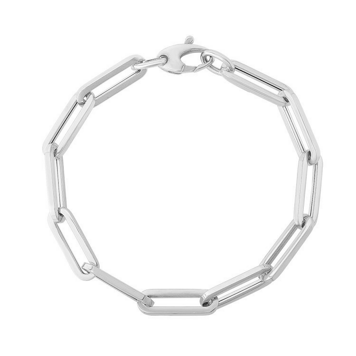 14K White Gold Extra Wide Paperclip Chain Bracelet - Selectique 