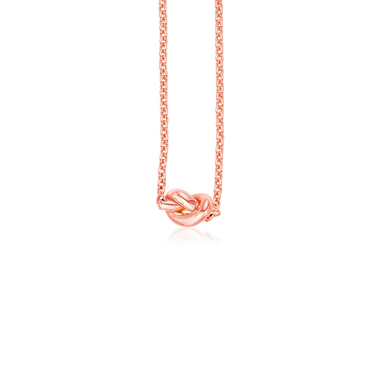 14k Rose Gold Chain Necklace with Polished Knot - Selectique 