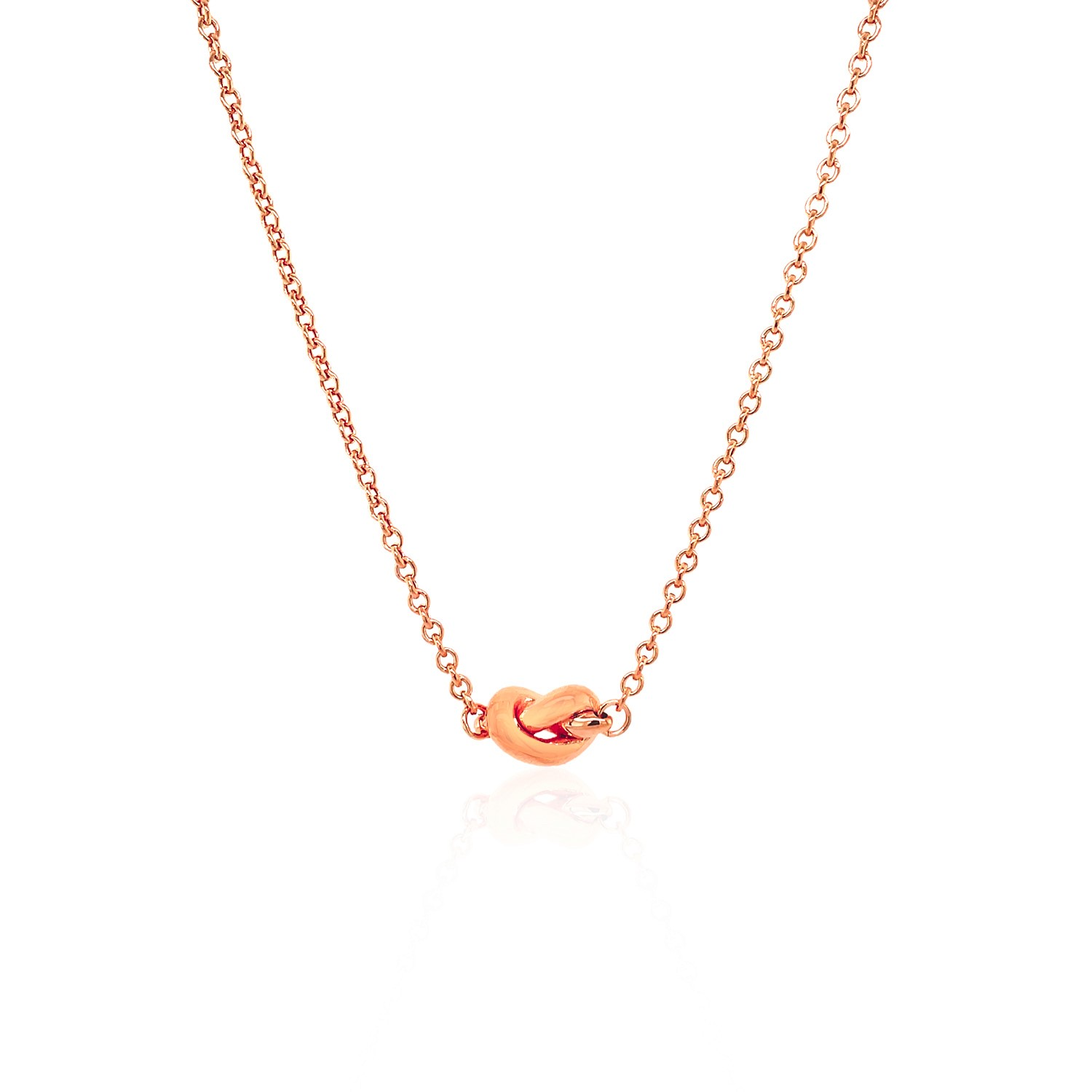 14k Rose Gold Chain Necklace with Polished Knot - Selectique 