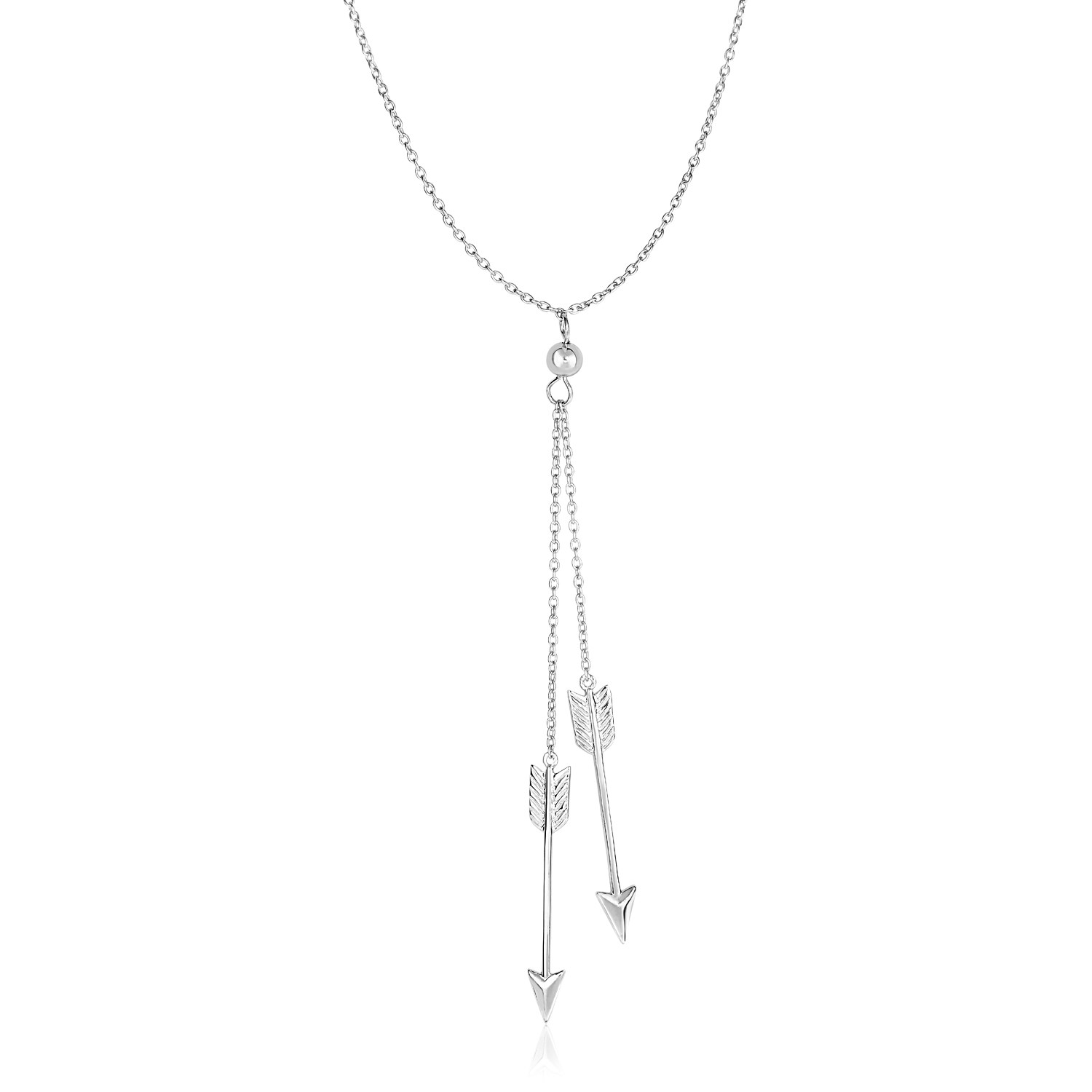 Sterling Silver 18 inch Lariat Necklace with Two Arrows - Selectique 