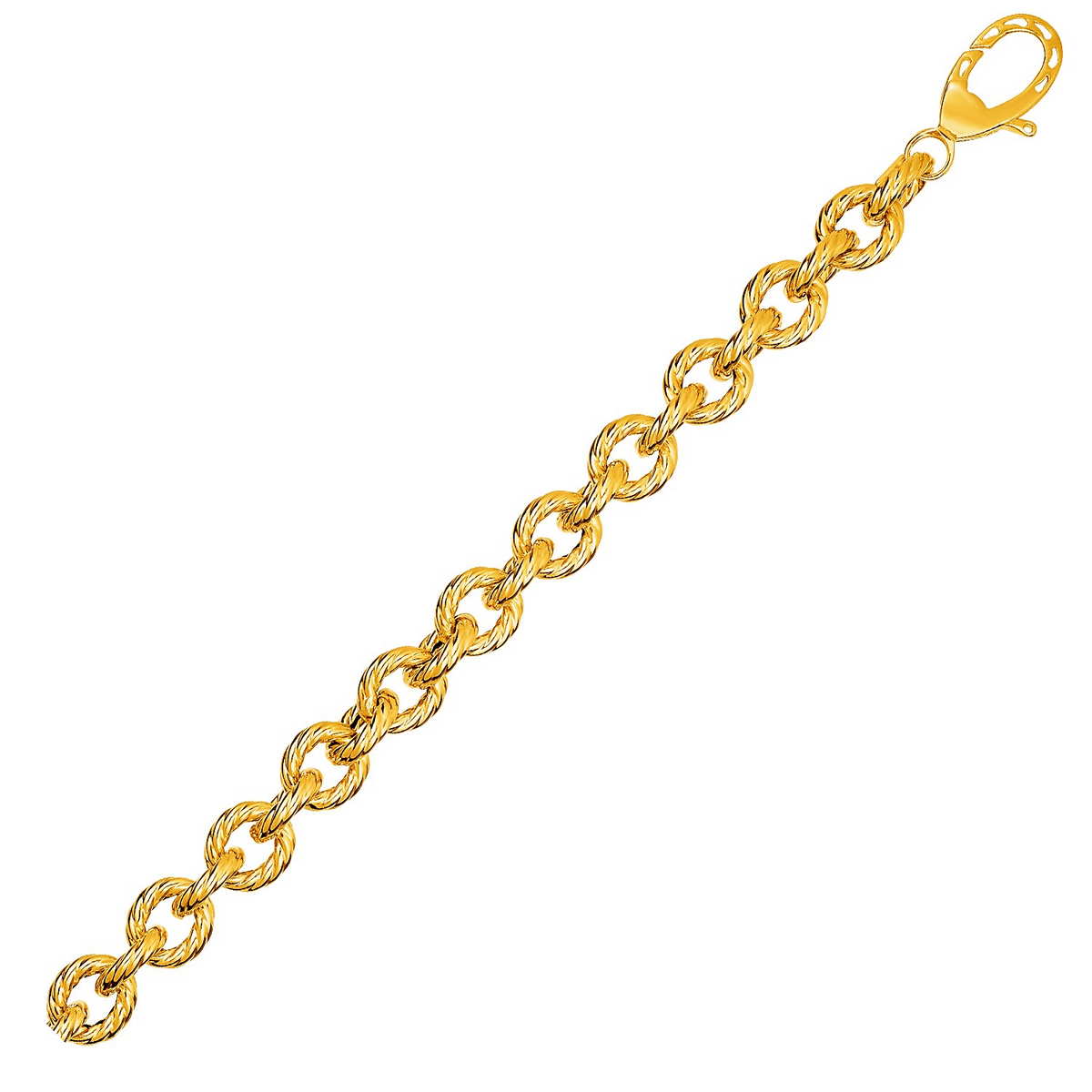 Textured Oval Link Bracelet in 14k Yellow Gold - Selectique 