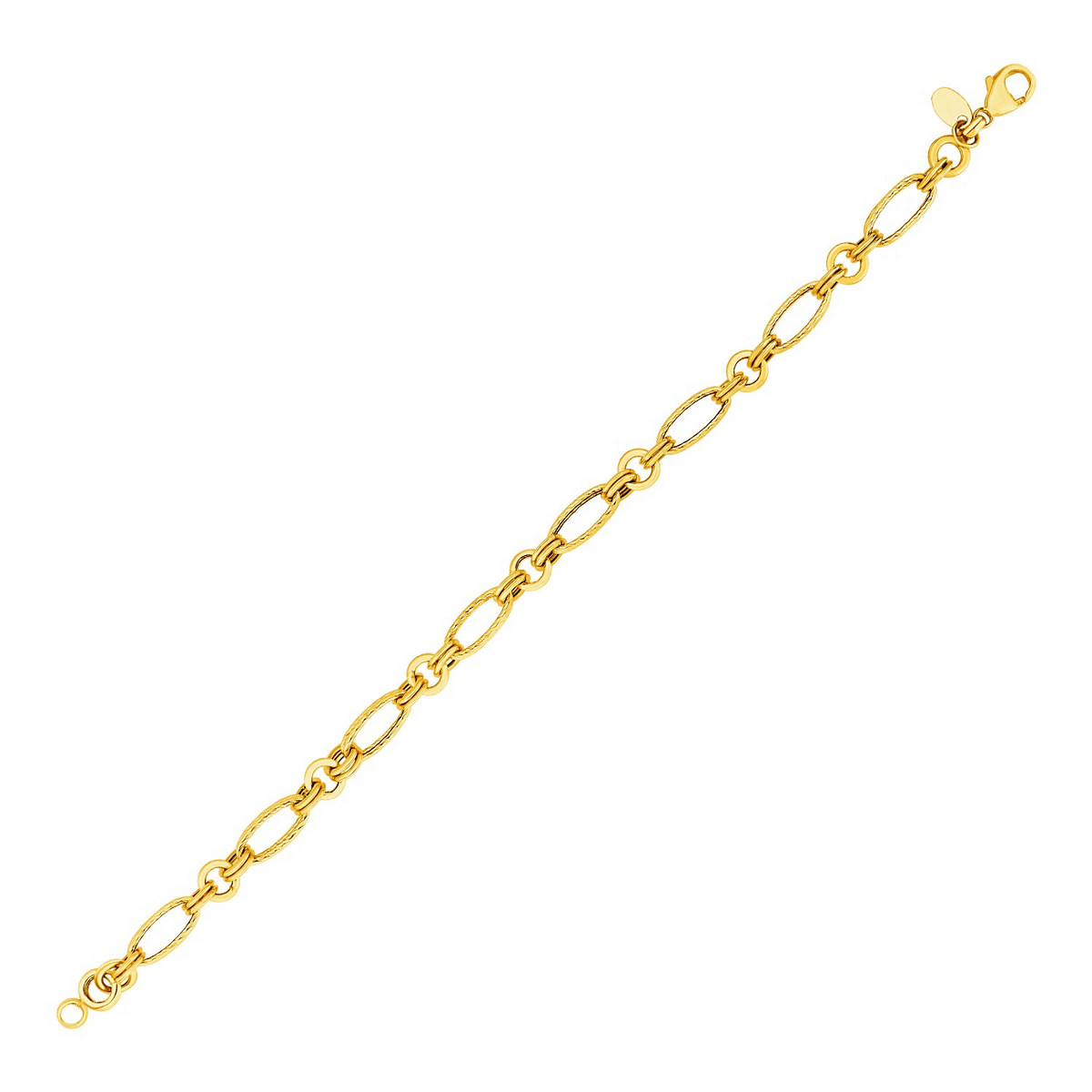 14k Yellow Gold Twisted and Polished Link Bracelet - Selectique 