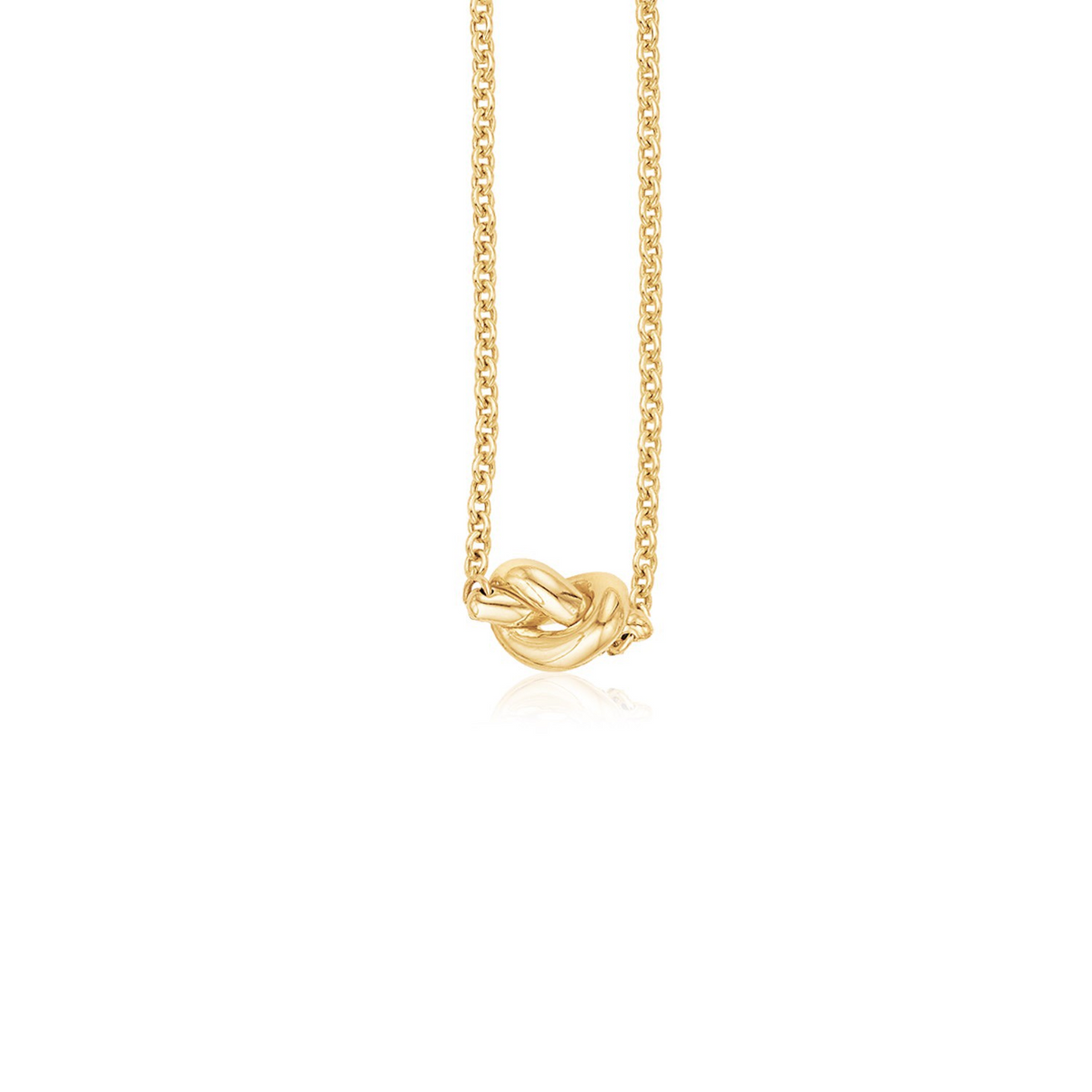 14k Yellow Gold Chain Necklace with Polished Knot - Selectique 