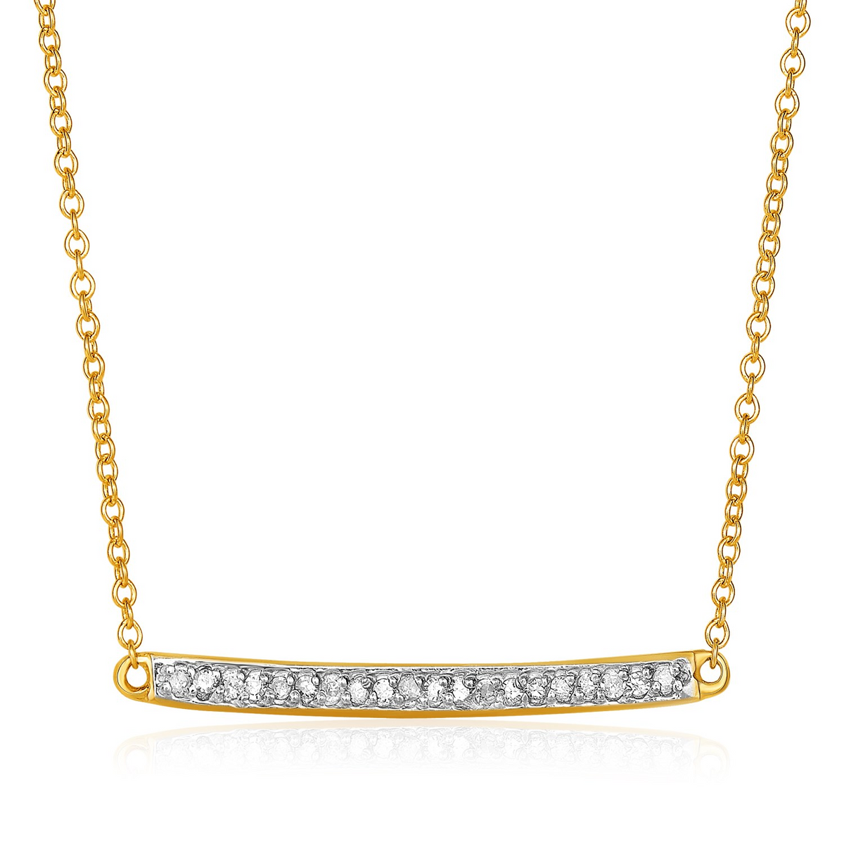 14k Yellow Gold Necklace with Gold and Diamond Bar (1/10 cttw) - Selectique 