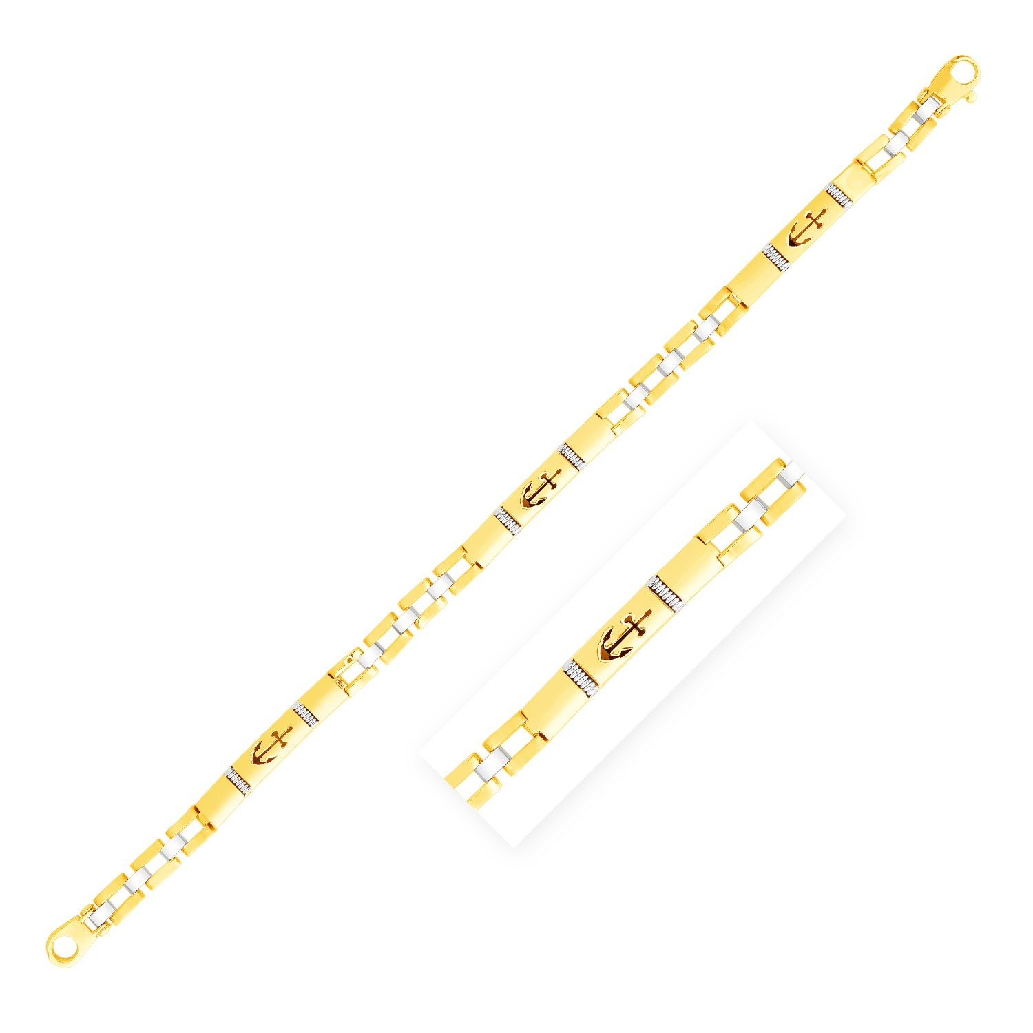 14k Yellow Gold Link Bracelet with Anchors - Selectique 