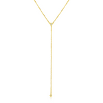 14k Yellow Gold 20 inch Lariat Necklace with Diamonds - Selectique 