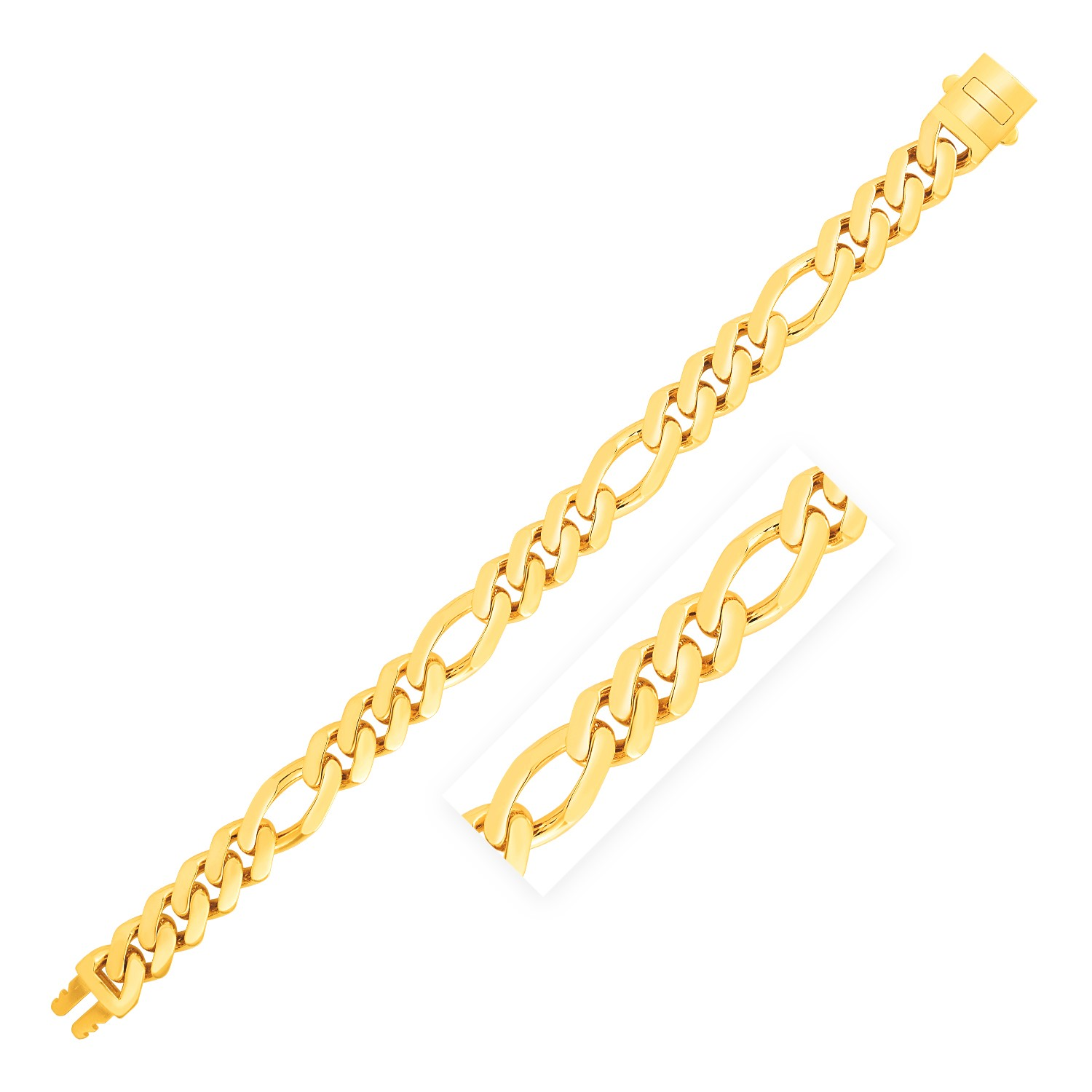 14k Yellow Gold Polished Modern Lite Figaro Chain Bracelet - Selectique 