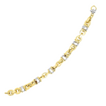 14k Two-Tone Gold Oval Bracelet with Barrel Bead Connectors - Selectique 