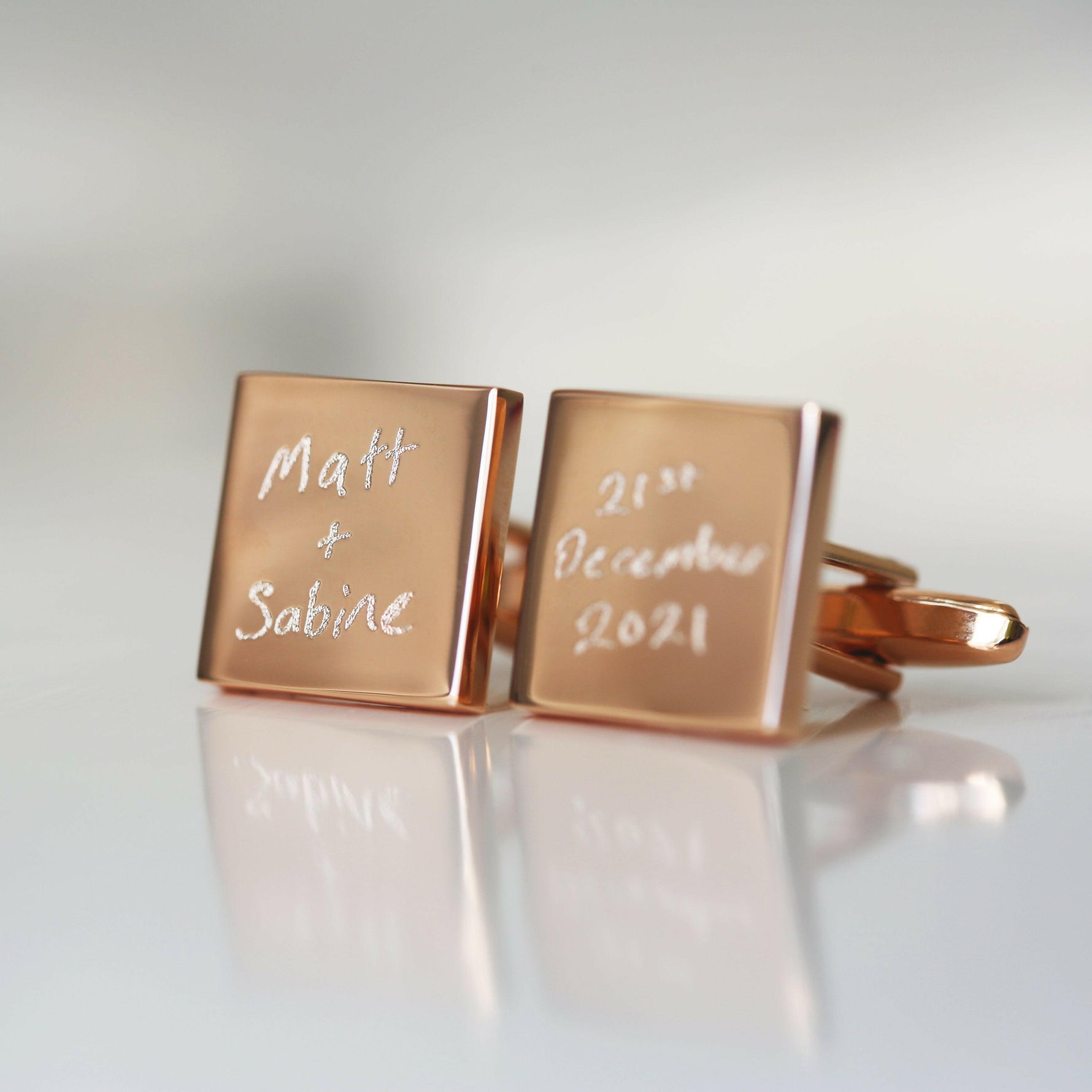 Engraved Own Actual Handwriting Cufflinks.