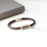 Handwriting Engraved Twisted Leather Bracelet.