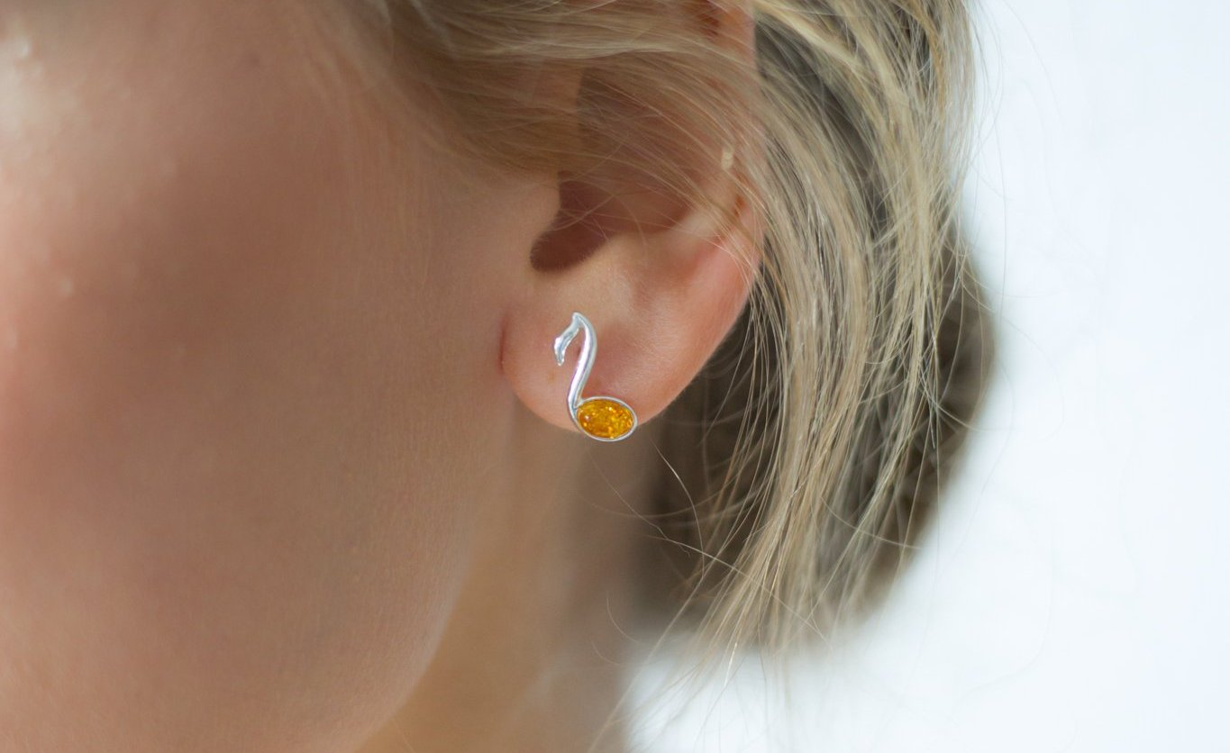 Amber Music Note Stud Earrings