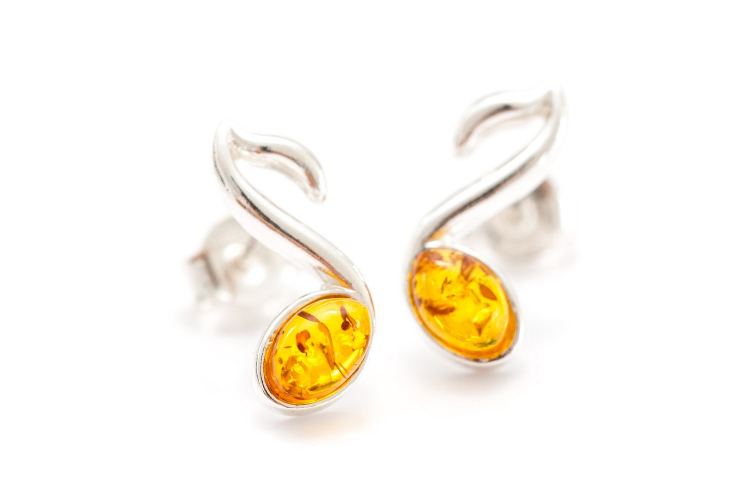 Amber Music Note Stud Earrings