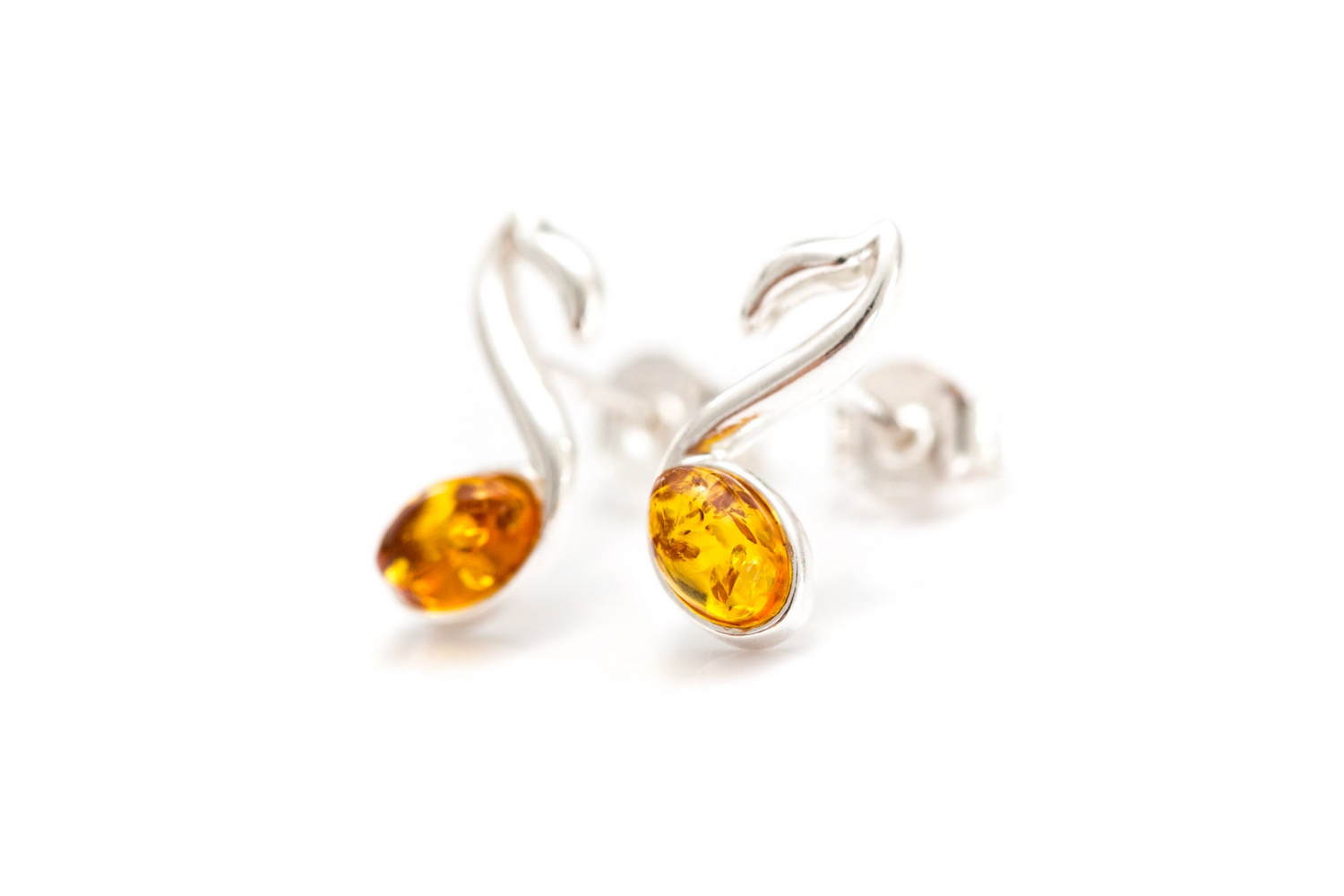 Amber Music Note Stud Earrings