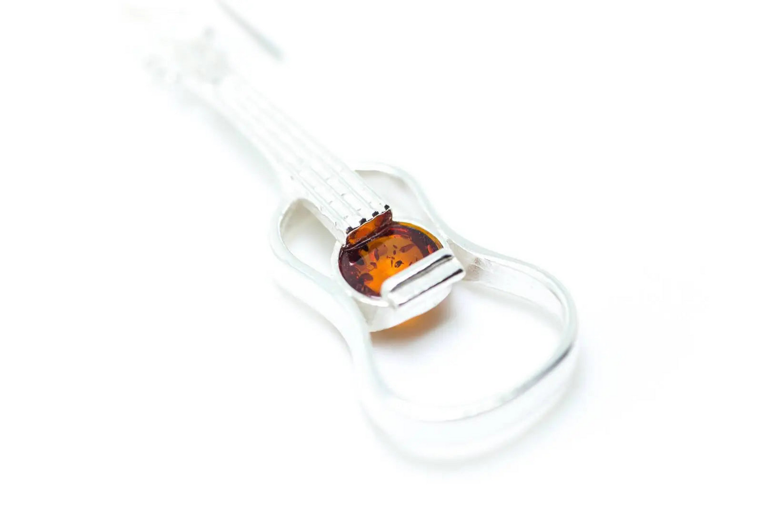 Amber & Silver Guitar Earrings