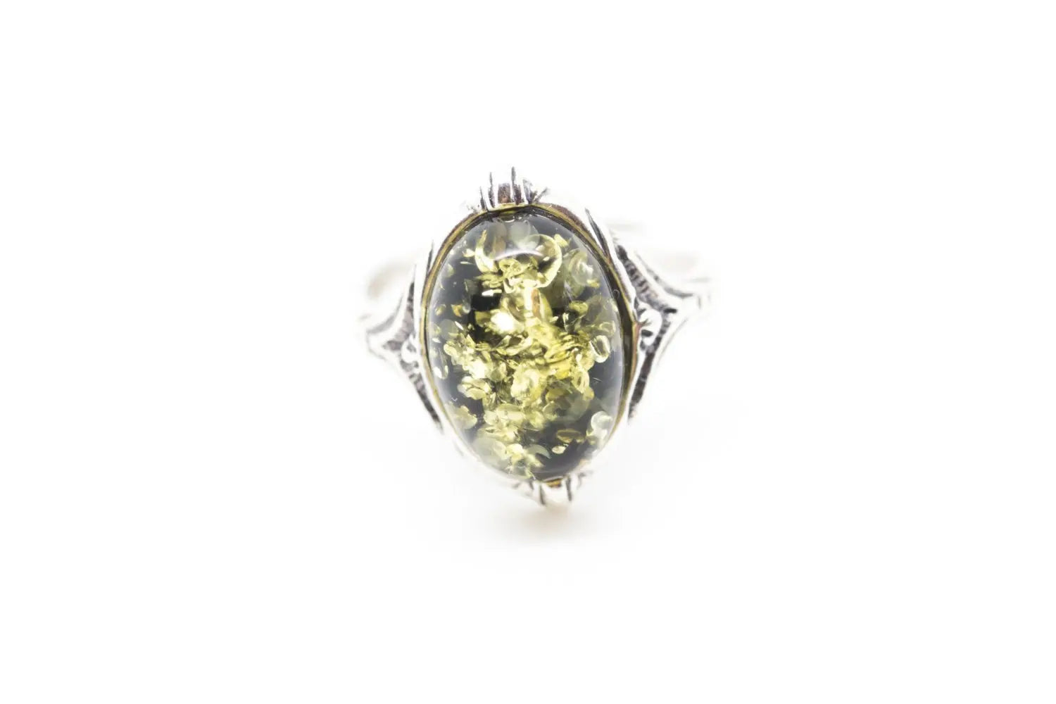 Boho Green Amber Ring