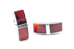 Elegant Red Amber Bar Cufflinks - Selectique 
