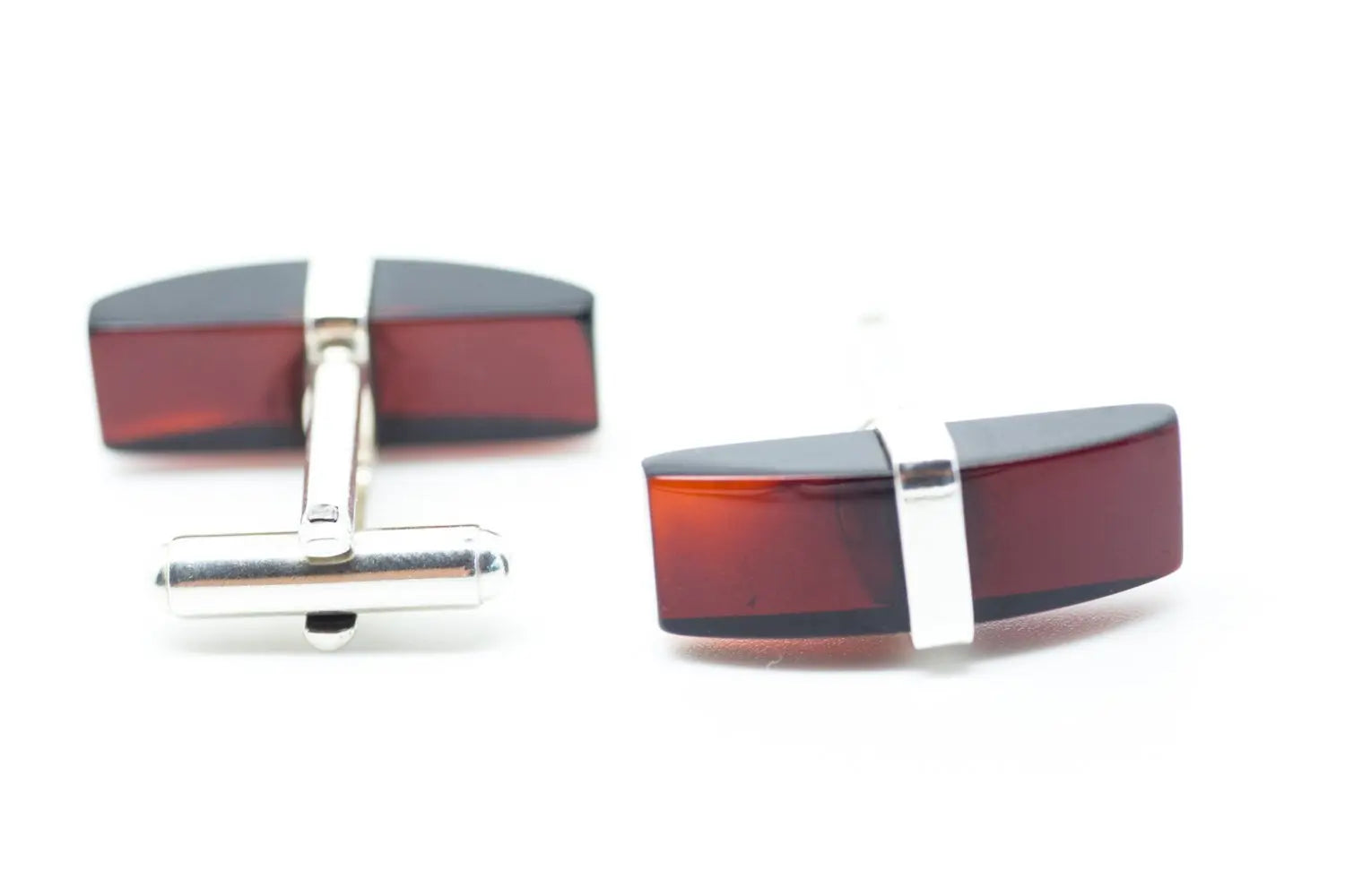 Elegant Red Amber Bar Cufflinks - Selectique 