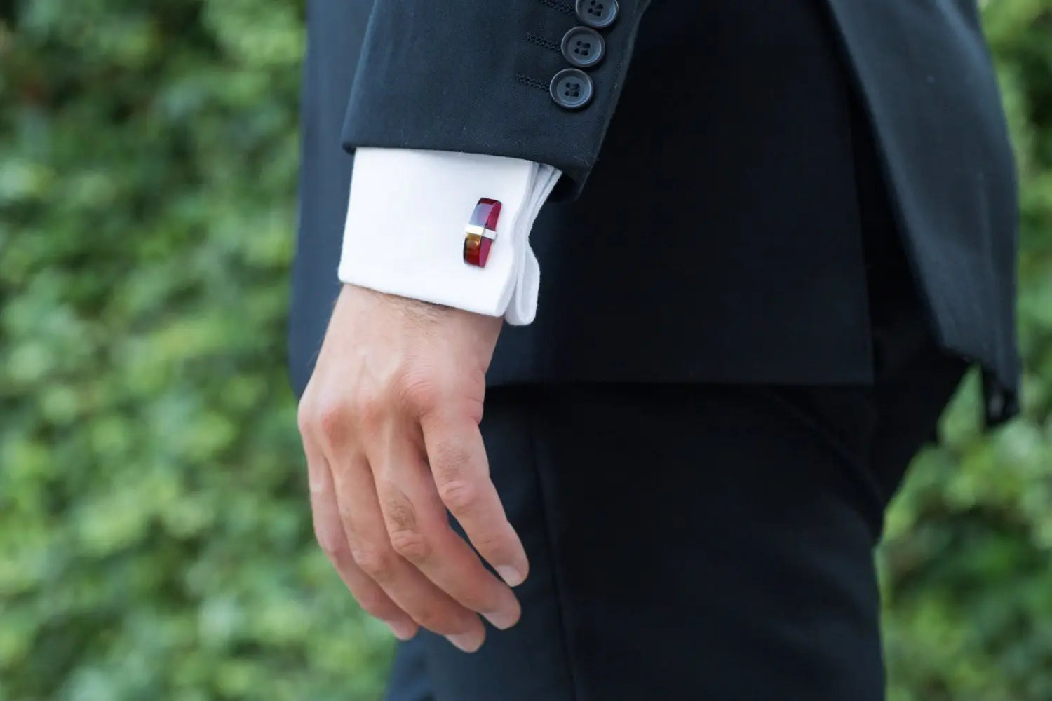 Elegant Red Amber Bar Cufflinks - Selectique 