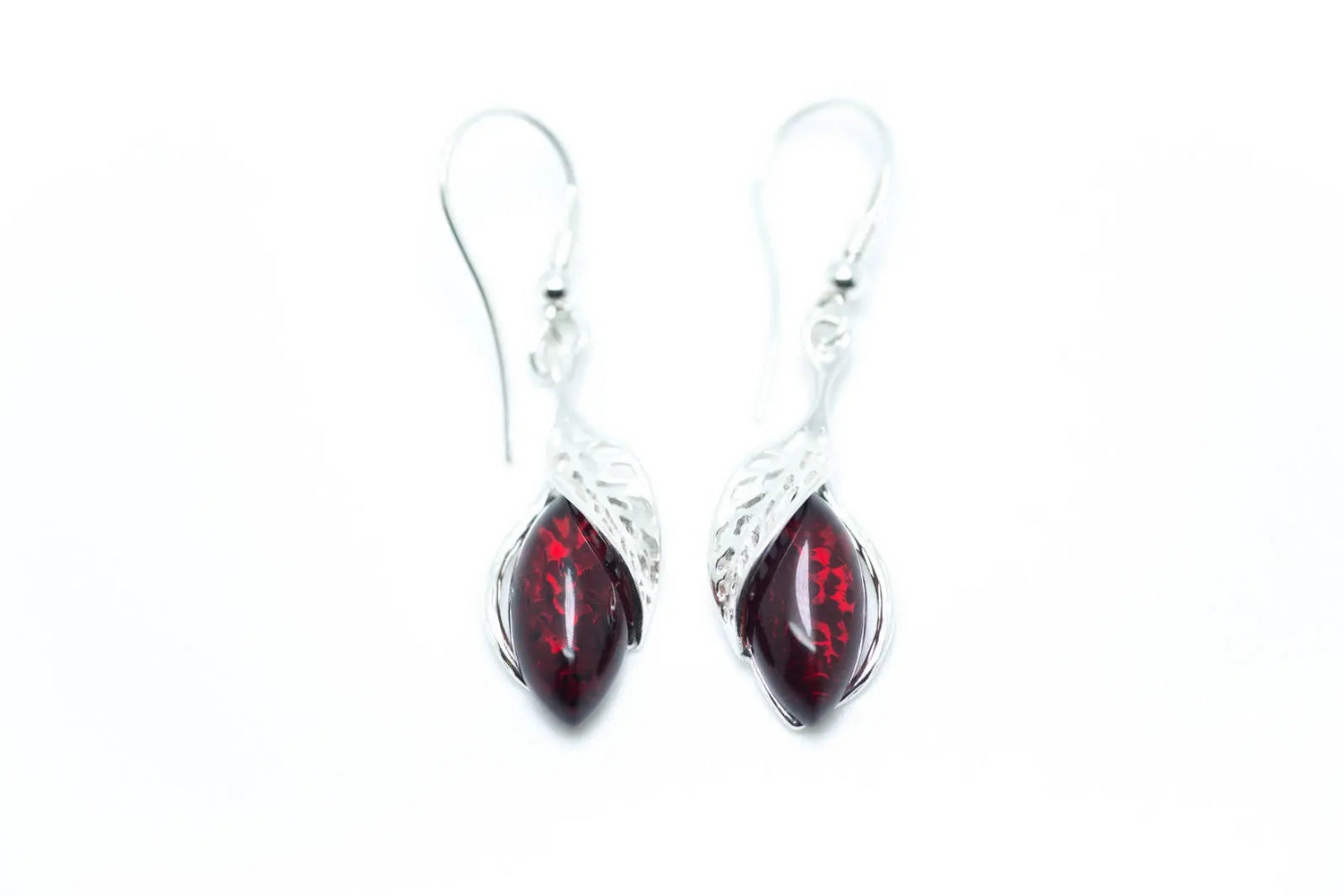 Fancy Top Cherry Red Dangle Earrings