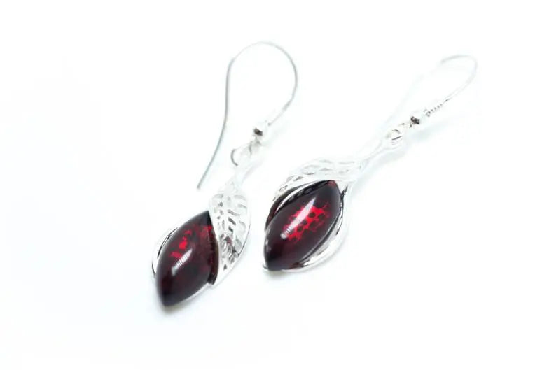 Fancy Top Cherry Red Dangle Earrings