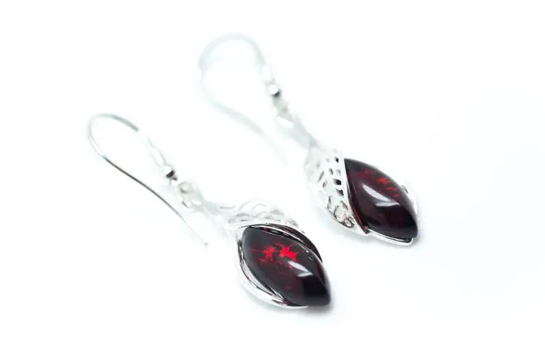 Fancy Top Cherry Red Dangle Earrings