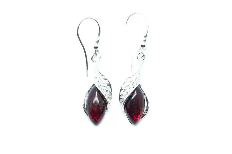 Fancy Top Cherry Red Dangle Earrings