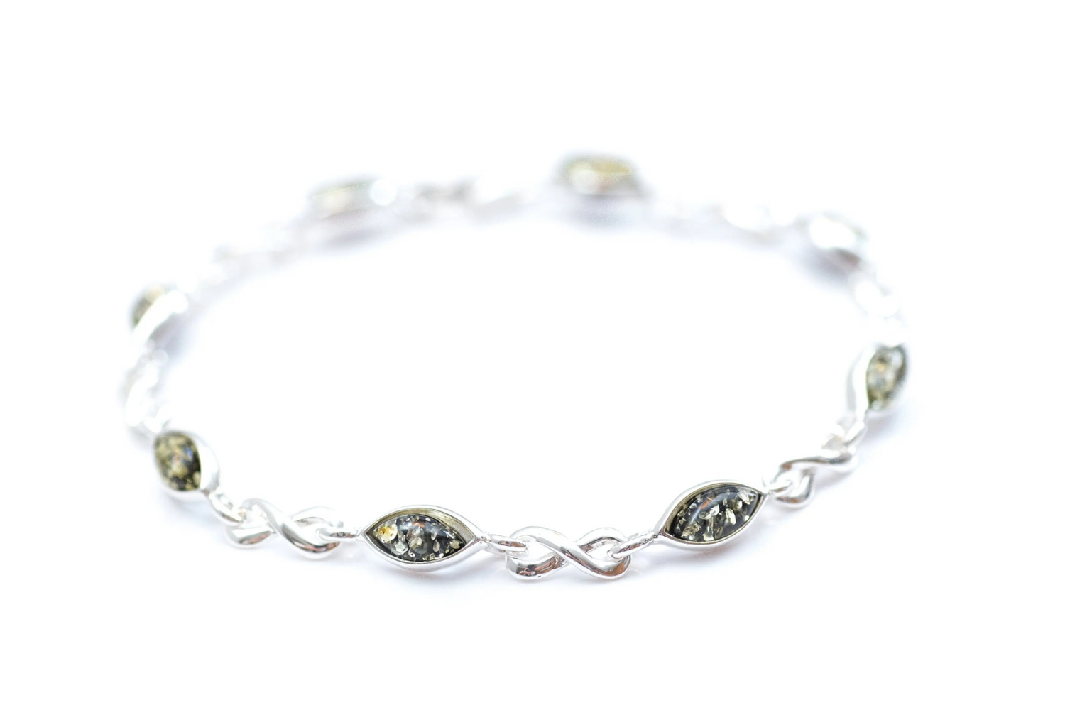 Pulsera infinita de ámbar verde
