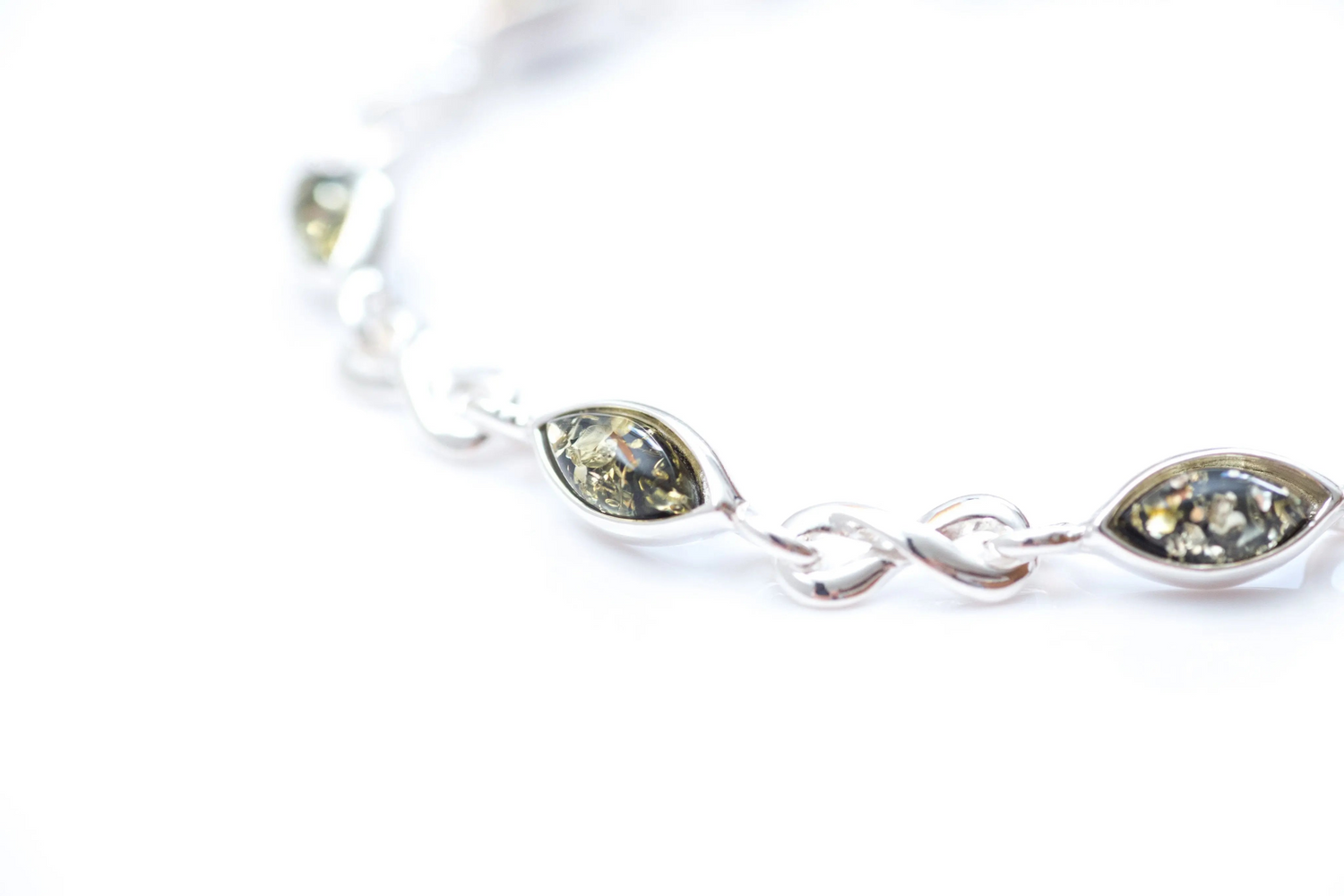 Pulsera infinita de ámbar verde