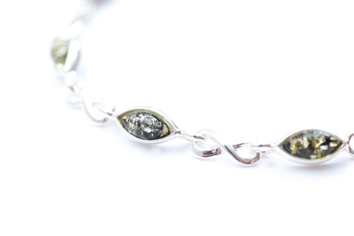 Pulsera infinita de ámbar verde