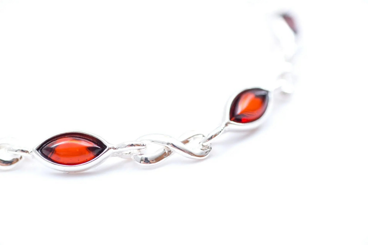 Cherry Amber Infinity Bracelet