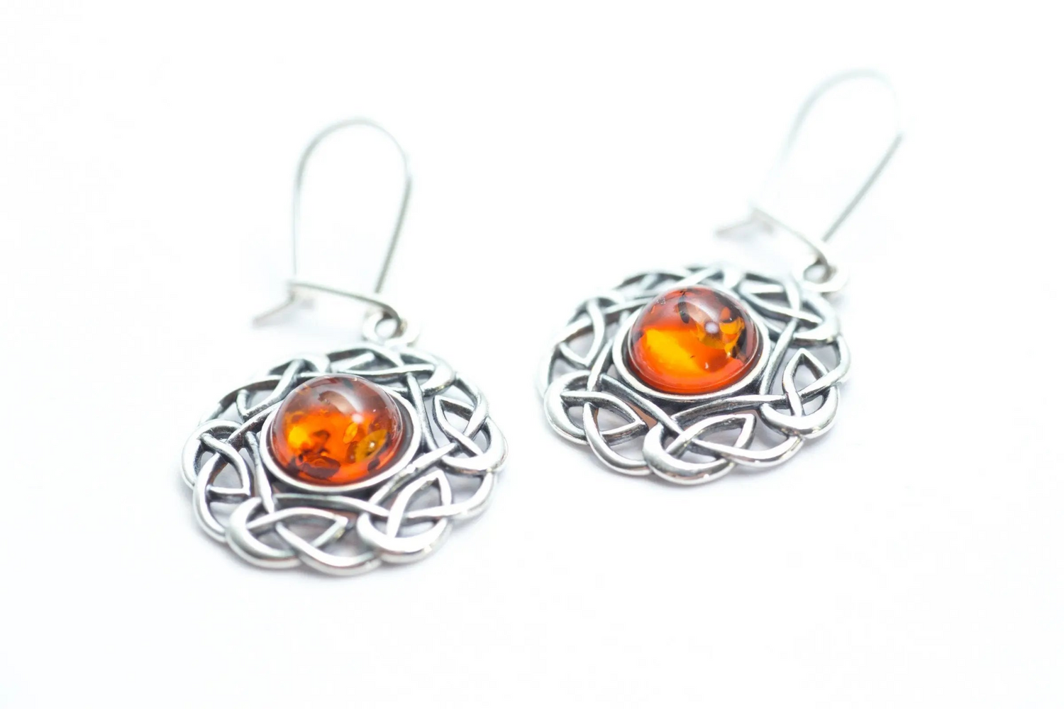 Amber Celtic Pattern Earrings