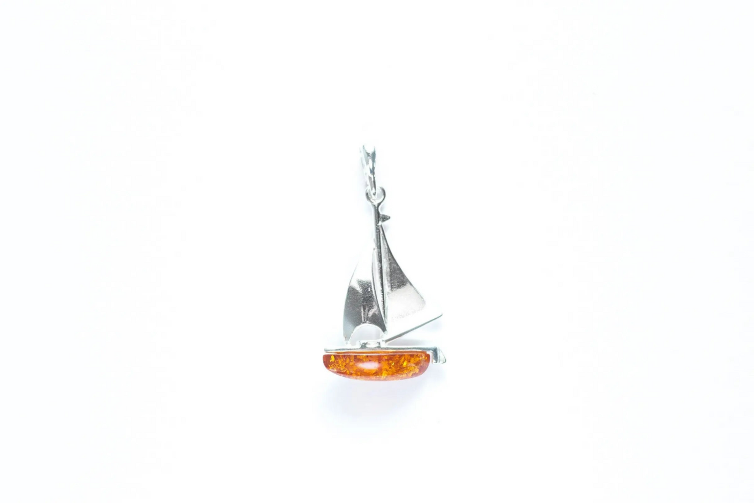 Amber Sailboat Charm Pendant