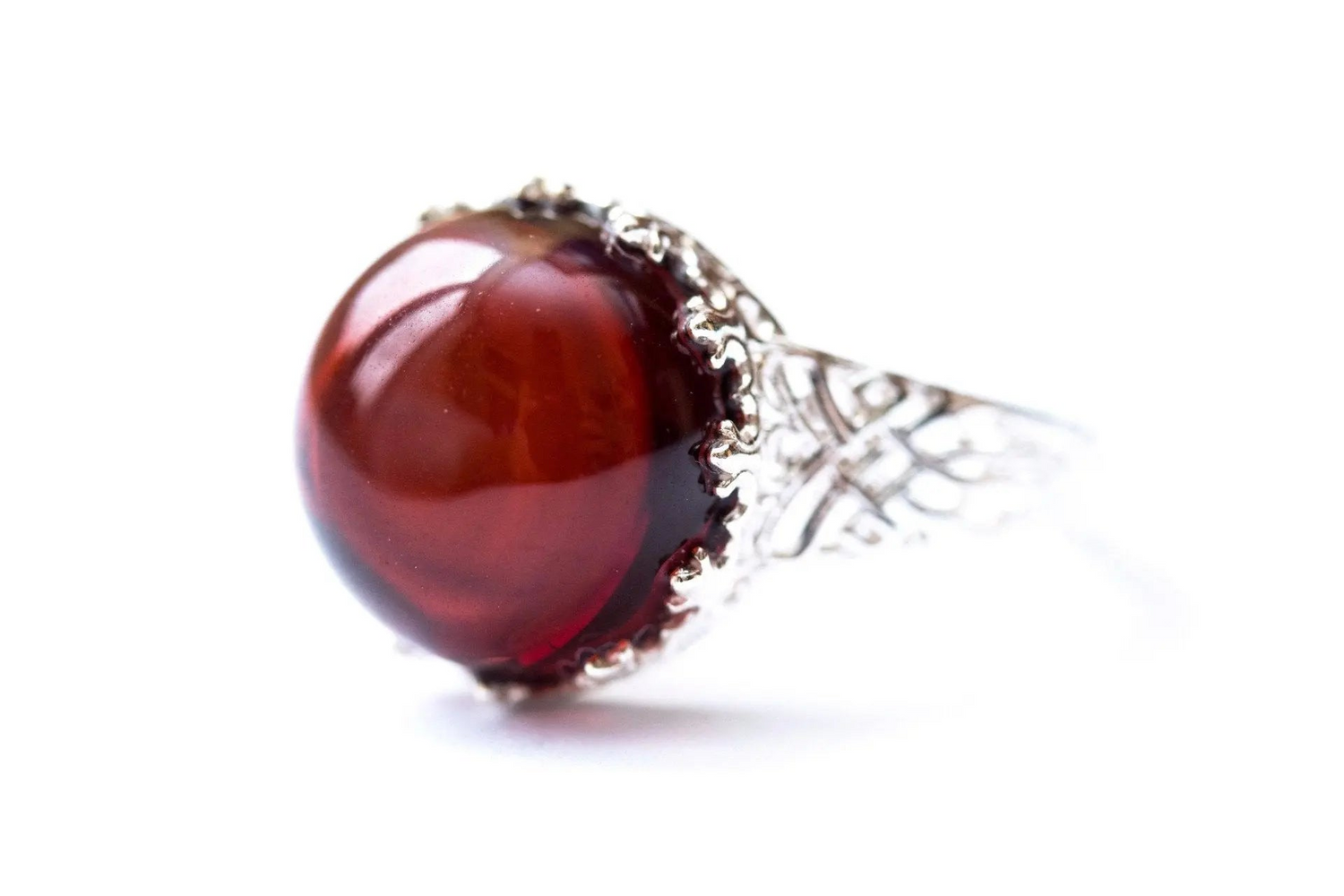 Princess Crown Cherry Amber Ring