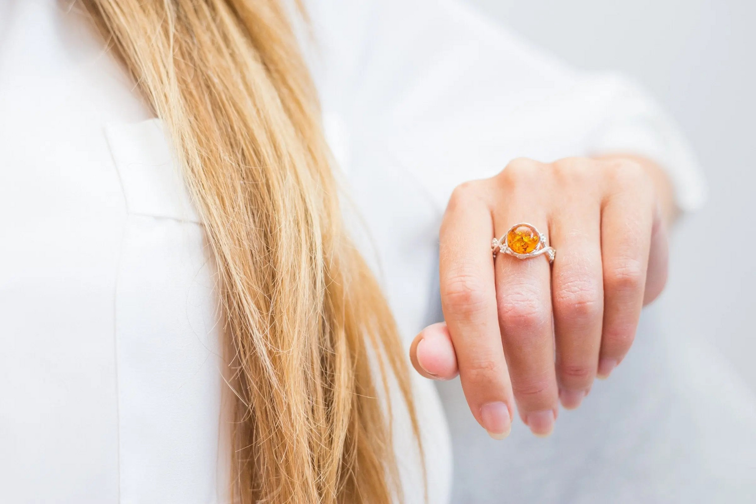 Dainty Floral Amber Ring