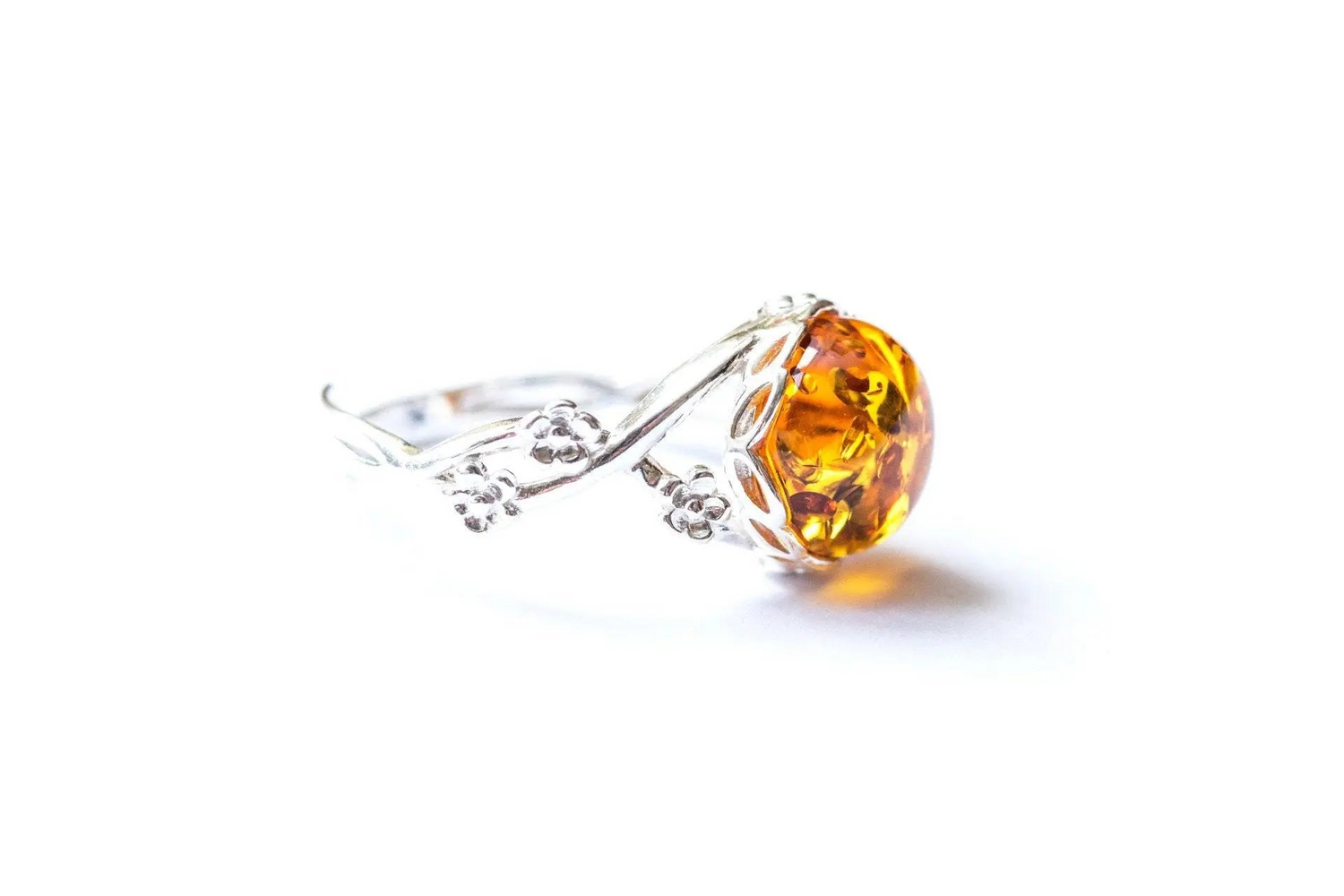 Dainty Floral Amber Ring