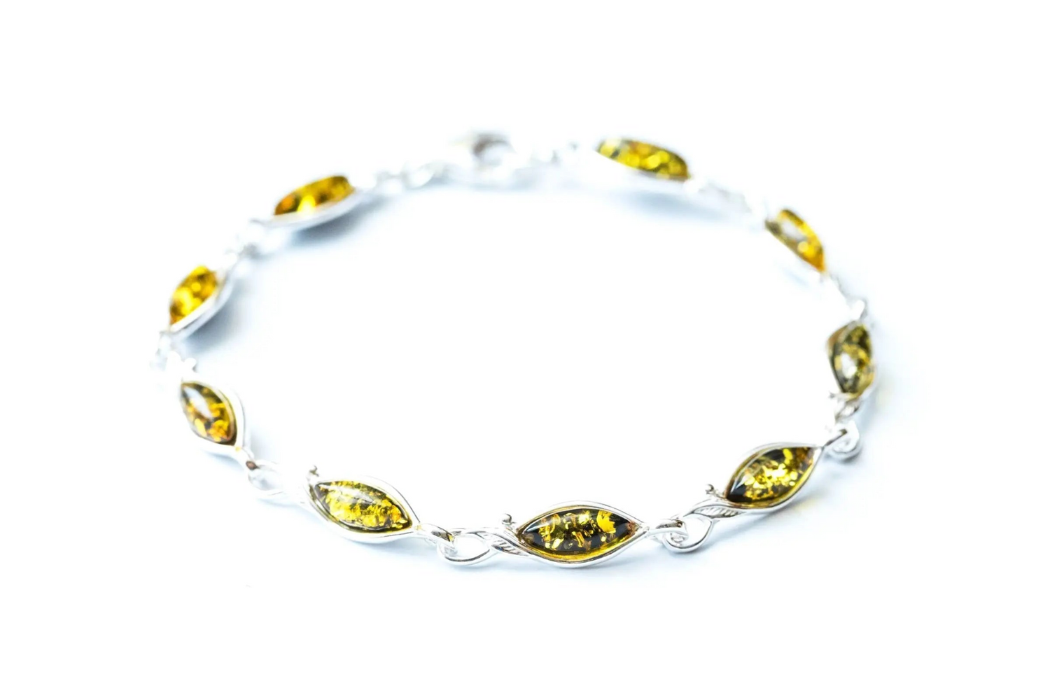 Pulsera de hoja de ámbar verde