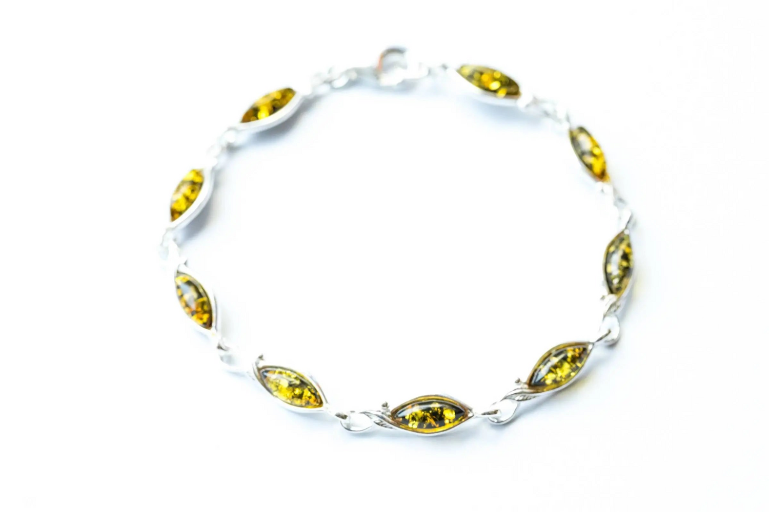Pulsera de hoja de ámbar verde