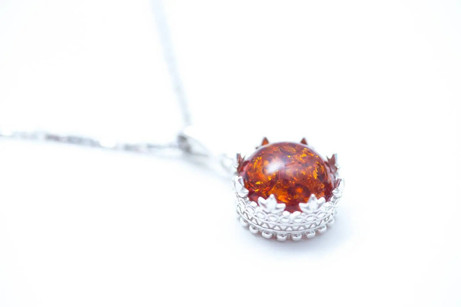 Princess Crown Amber Pendant