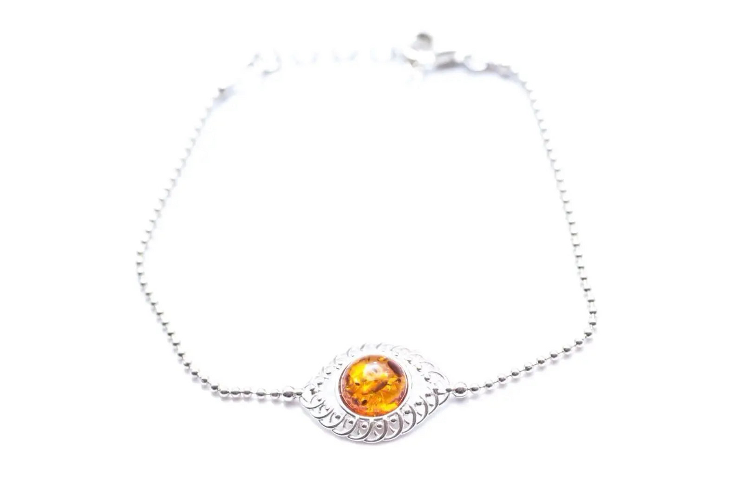 Decorative Amber & Silver Ball Bracelet