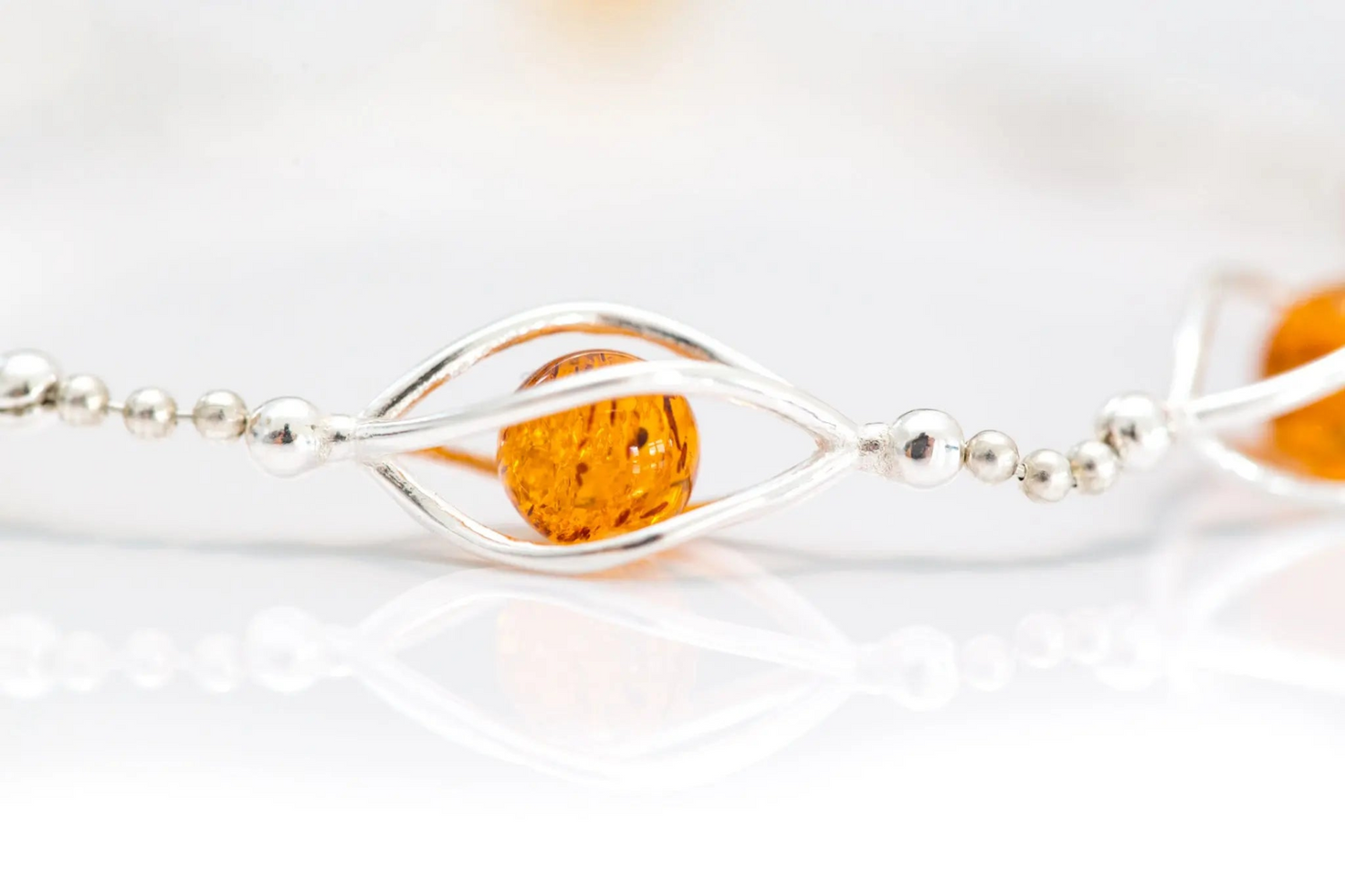 Modern Caged Amber Spheres Bracelet