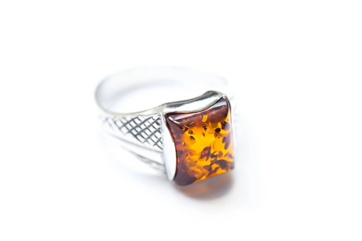 Men's Amber Solitaire Ring