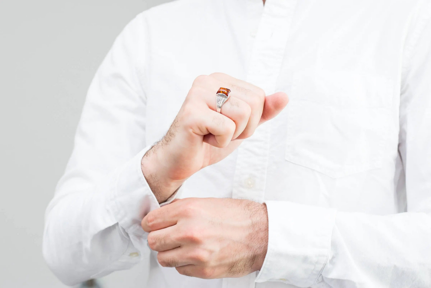Men's Amber Solitaire Ring - Selectique 