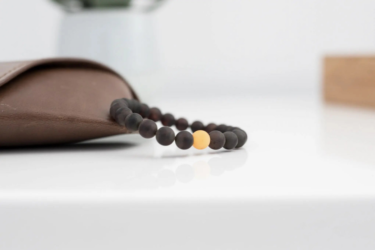 Matte Dark Amber with Butterscotch-Accent Bracelet