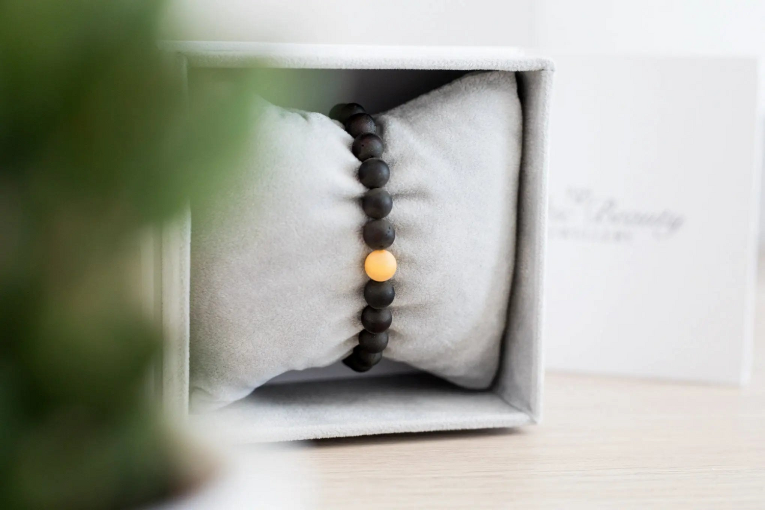 Matte Dark Amber with Butterscotch-Accent Bracelet