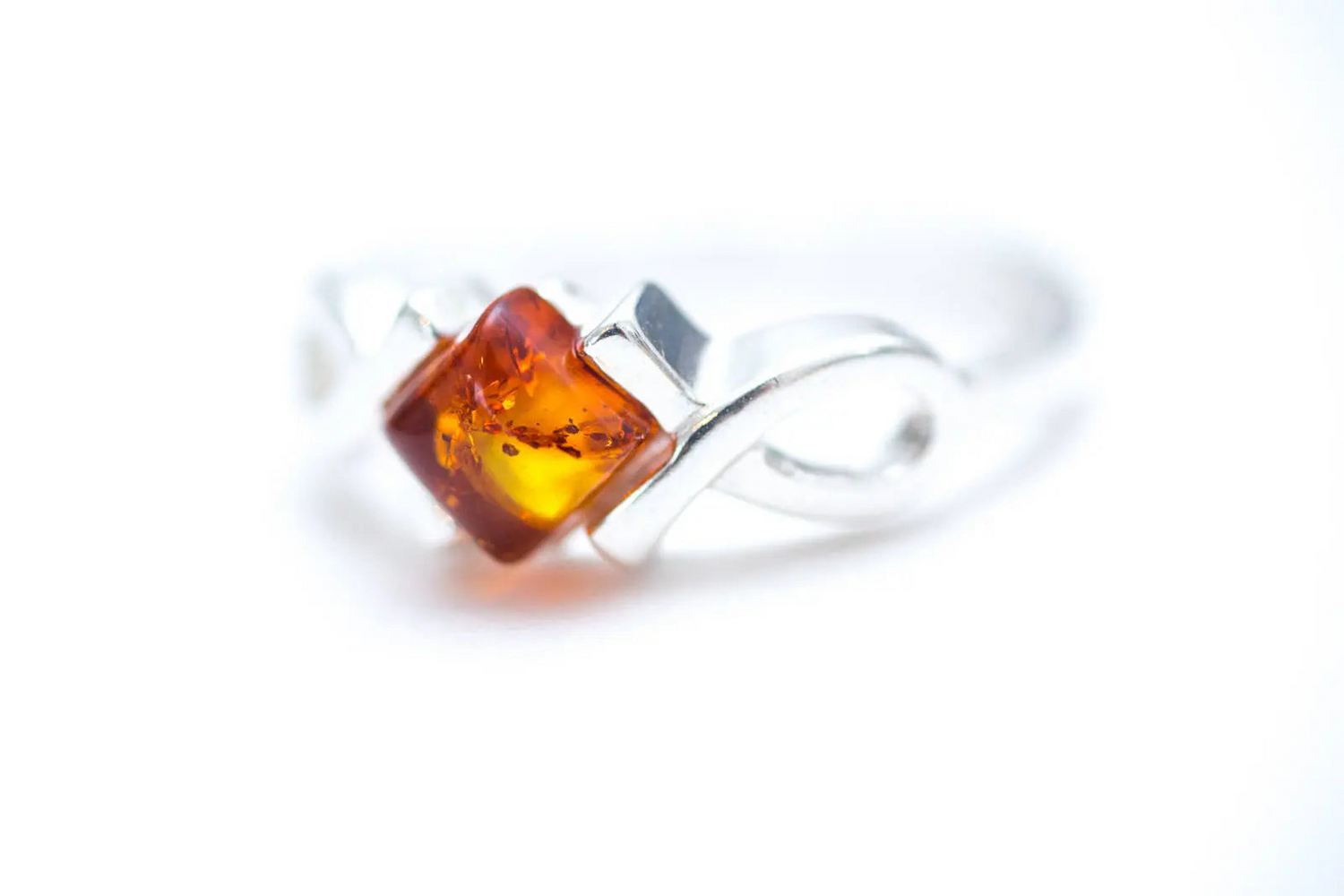 Amber Diamond Infinity Ring